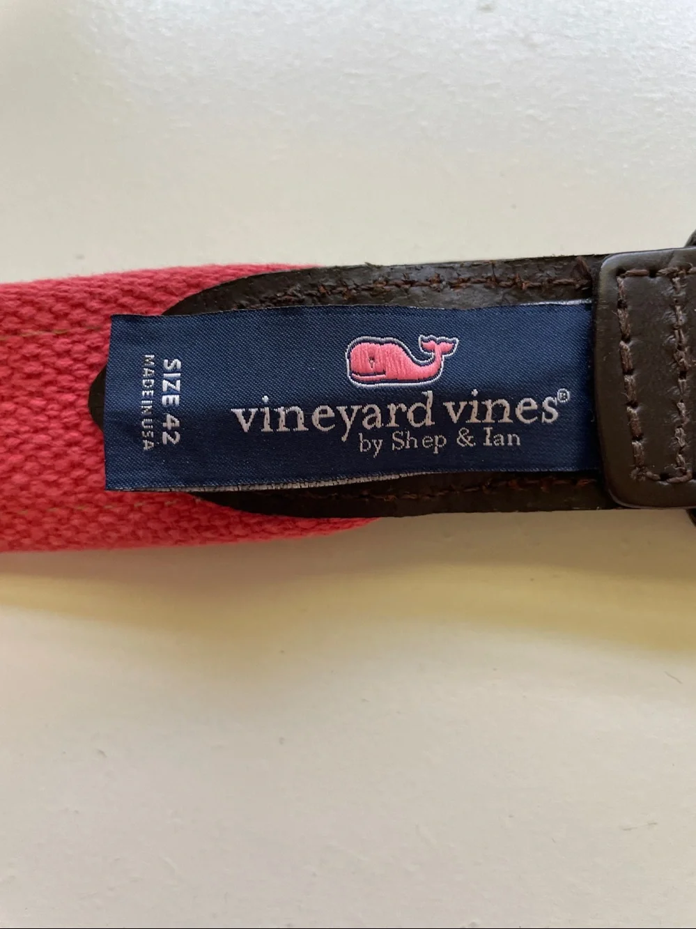 Shark Canvas Leather Trim Belt Blue Fishing Preppy Sz 42 Golf Vineyard Vines